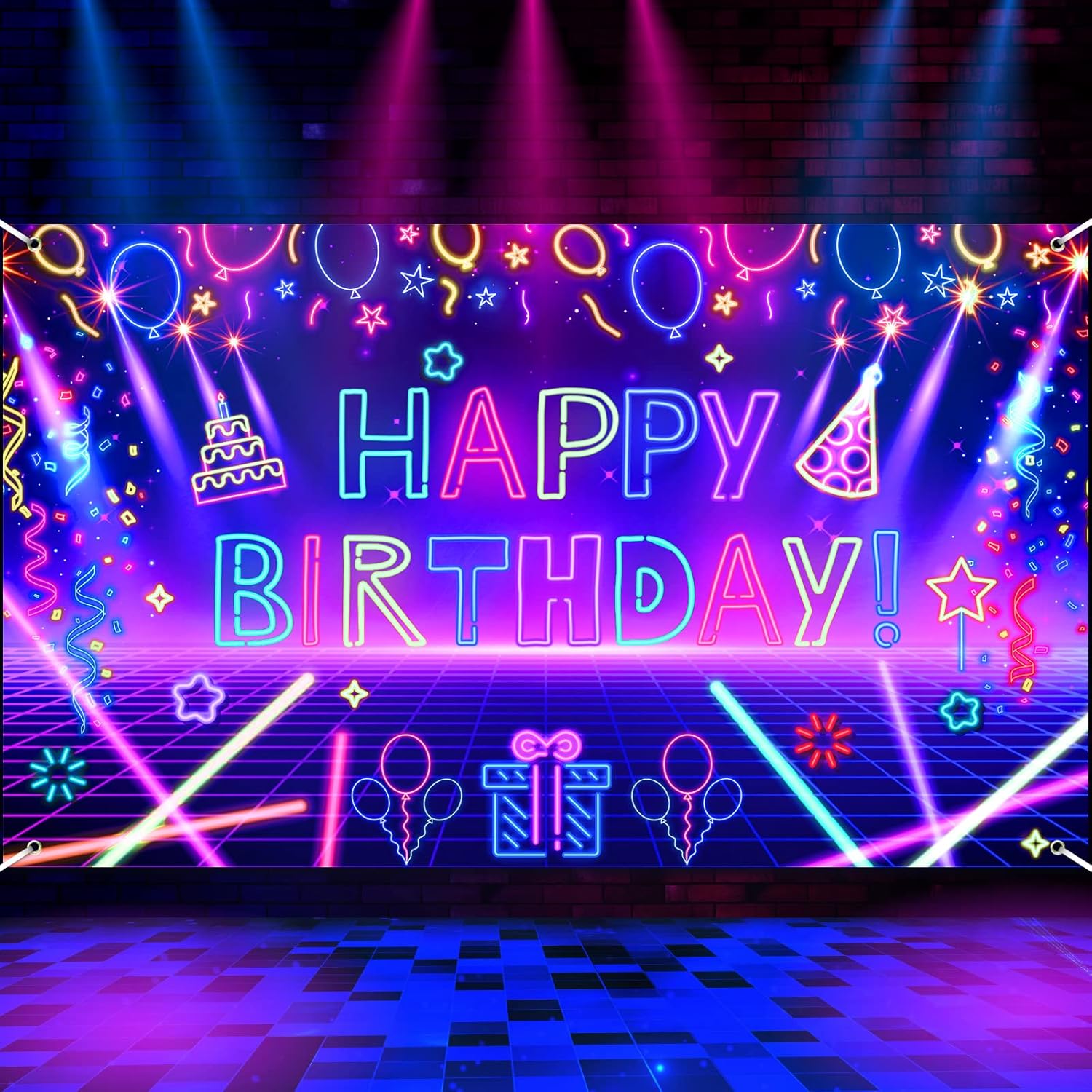 Let'S Party Event Supply - Fotoğraf Arka Planı Işıltılı Neon Doğum