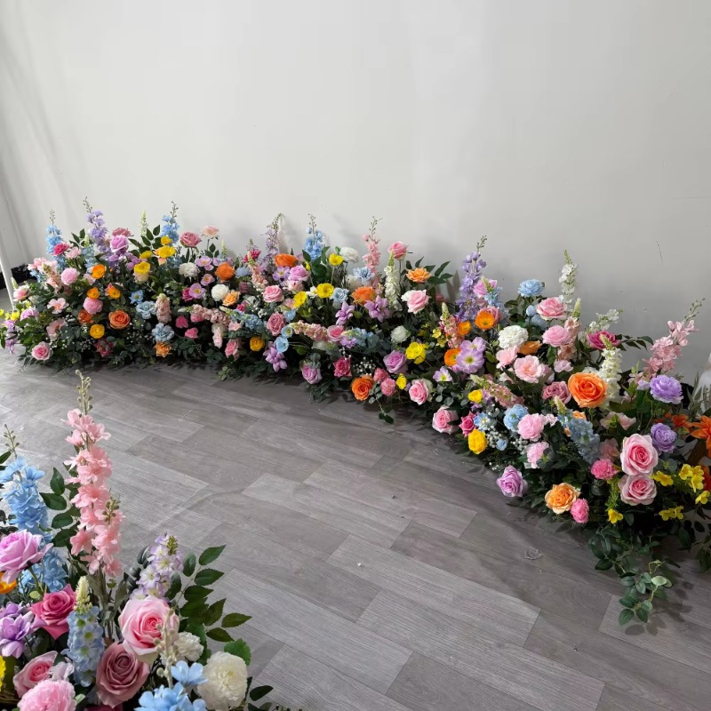 Dessert Table Backdrop - Beyaz ve yeşil çiçek şeritleri, düğün