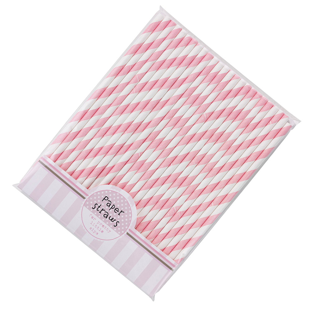 Paper Straw Color - 30 Adet Çevre Dostu Kağıt Çizgili