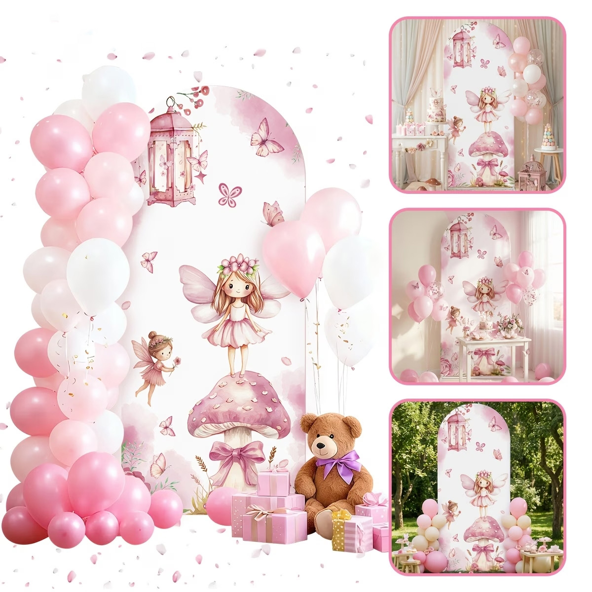 Dessert Table Backdrop - Peri ve Mantar Arka Plan Tatlı