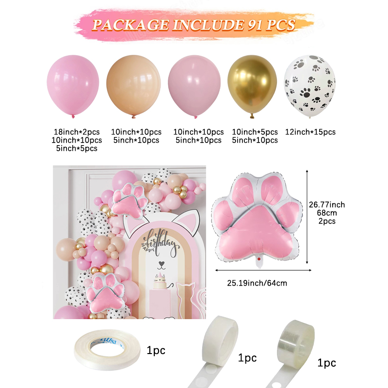 91 Parça Yeni Miyav Kedi Temal - Balloon Arch Kit incelemesi ve fiyatı